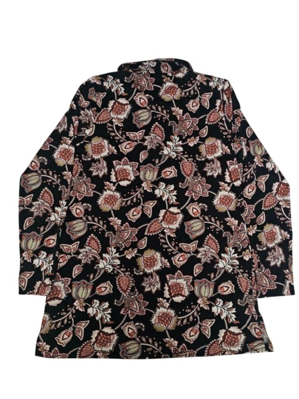 Lands' End Black Floral Mock Neck Long Sleeve Swim Tunic Cover-Up Size M (10-12) - Picture 3 of 16
